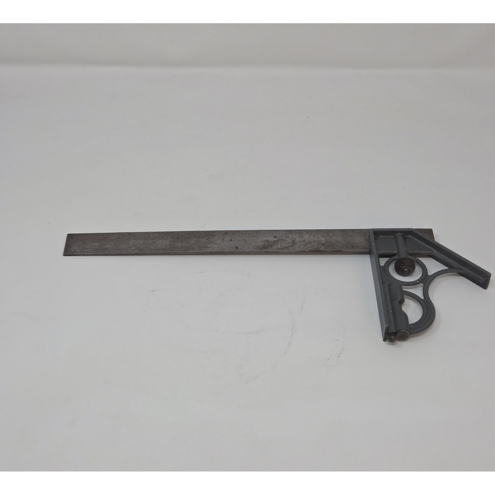 Vintage‎ 12" Combination Square Cast Iron Head Spirit Level Scribe USA